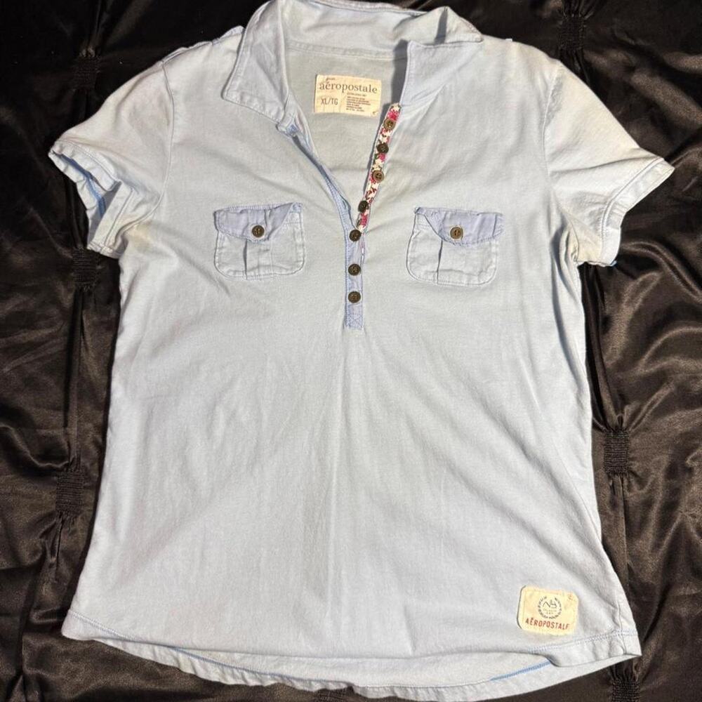 Aeropostale y2k light blue polo